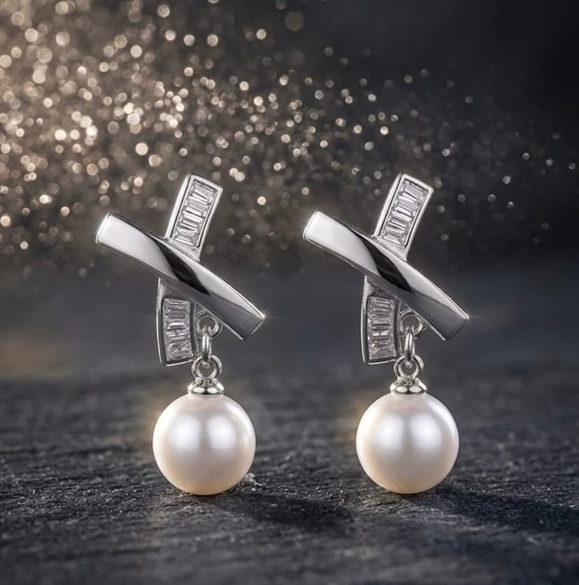 Cross Style Drop Earrings