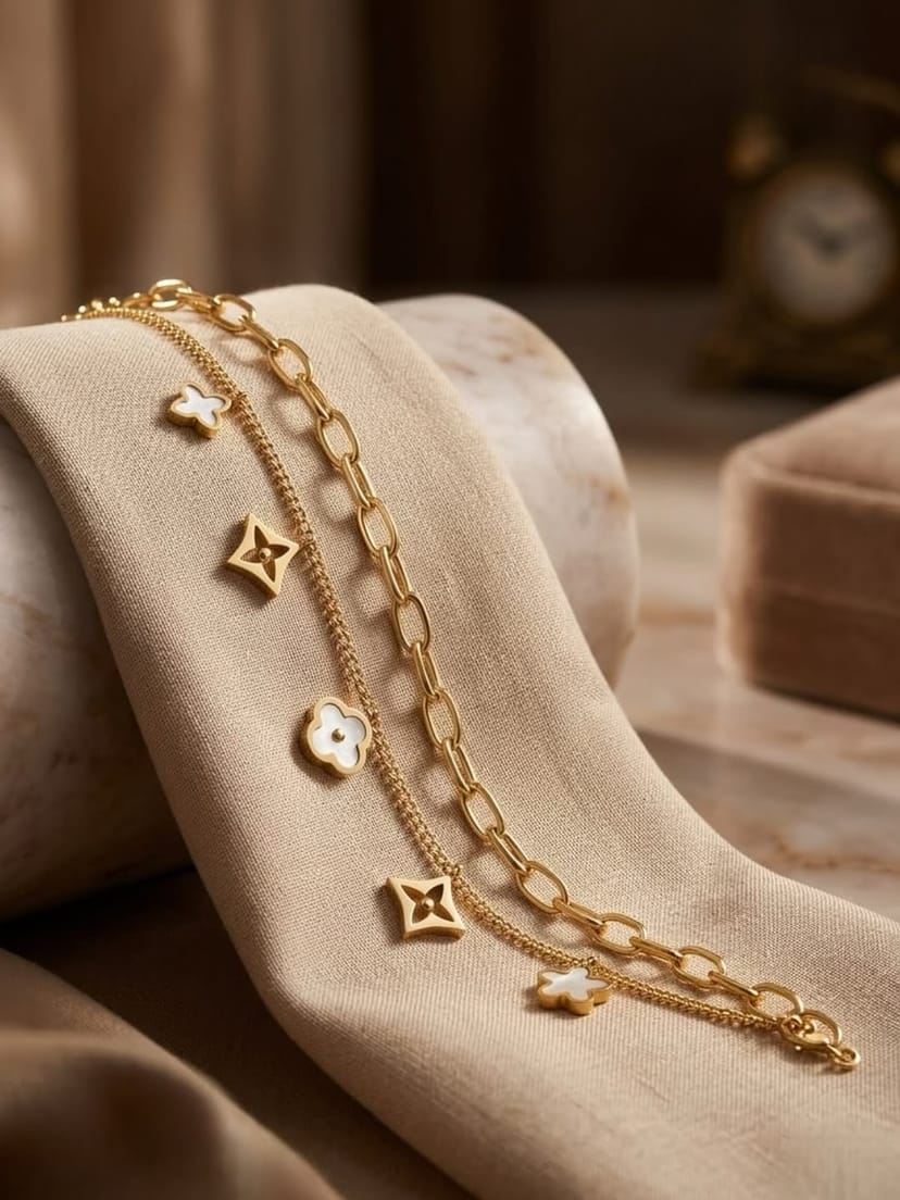 Layered Clover Charm Bracelet