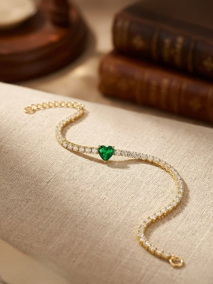 Emerald Heart Tennis Bracelet