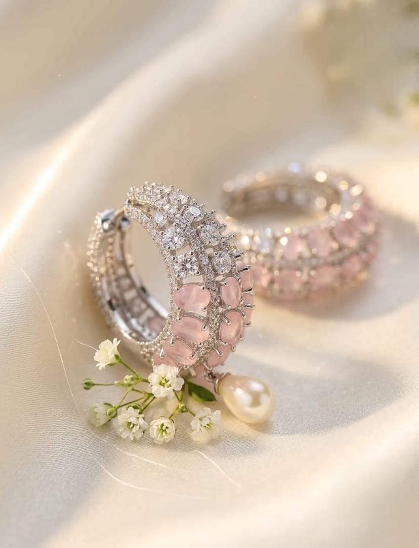 The Rose Quartz Drop Hoops